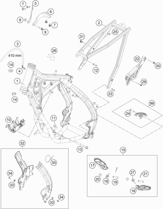 Despiece original completo de Chasis del modelo de KTM 85 SX   17/14 del año 2023