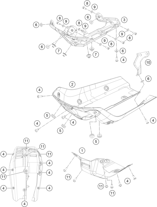 Despiece original completo de Carenado del modelo de KTM 390 ADVENTURE BLACK del año 2024