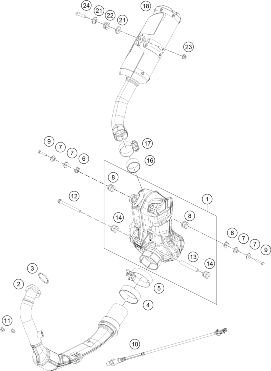 Despiece original completo de Sistema de escape del modelo de KTM RC 390 ORANGE del año 2024