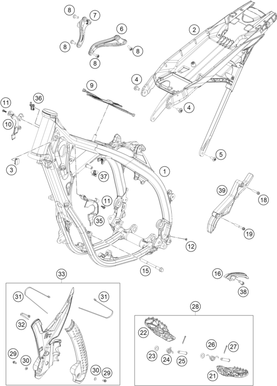 Despiece original completo de Chasis del modelo de KTM 250 SX del año 2023