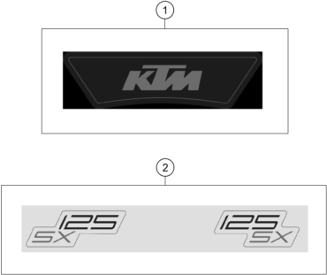 Despiece original completo de Kit gráficos del modelo de KTM 125 SX del año 2023