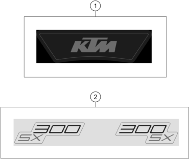 Despiece original completo de Kit gráficos del modelo de KTM 300 SX del año 2024