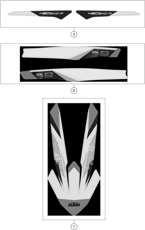 Despiece original completo de Kit gráficos del modelo de KTM 450 EXC-F SIX DAYS del año 2024