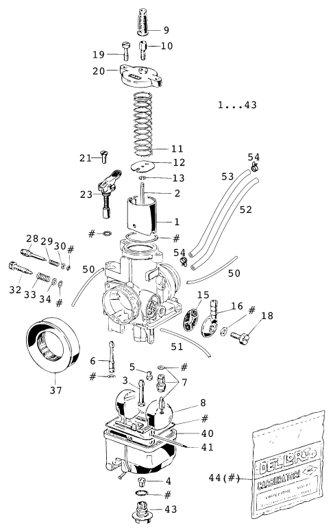 Despiece original completo de Carburador del modelo de KTM 125 Supermoto 80 del año 2000