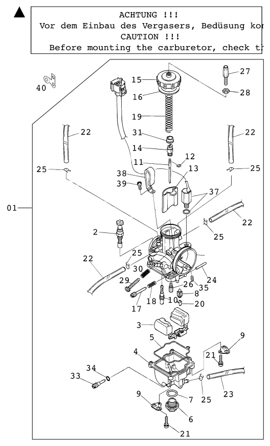 Despiece original completo de Carburador del modelo de KTM 250 SX del año 2000