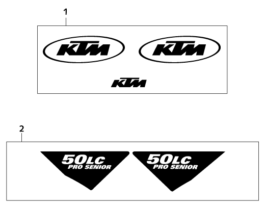 Despiece original completo de Kit gráficos del modelo de KTM 50 SX PRO Senior LC del año 2001