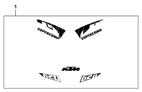 Despiece original completo de Kit gráficos del modelo de KTM 620 SC Super-Moto del año 2001