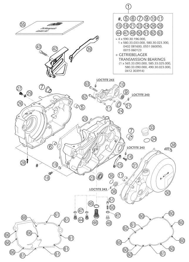 Despiece original completo de Carter del motor del modelo de KTM 660 SMC del año 2004