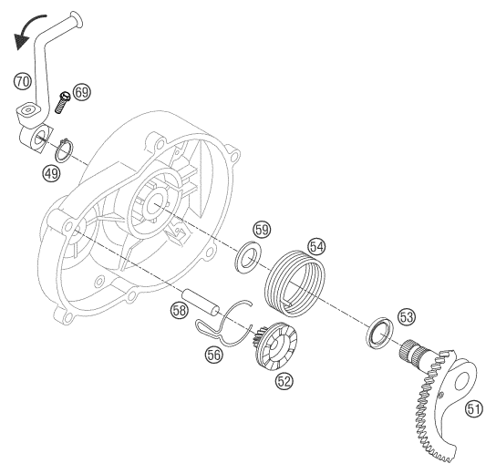 Despiece original completo de Pedal de arranque del modelo de KTM 50 SX del año 2007