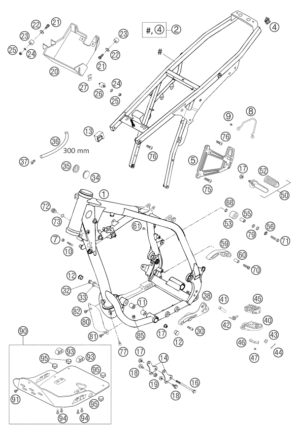 Despiece original completo de Chasis del modelo de KTM 640 Adventure-R del año 2004