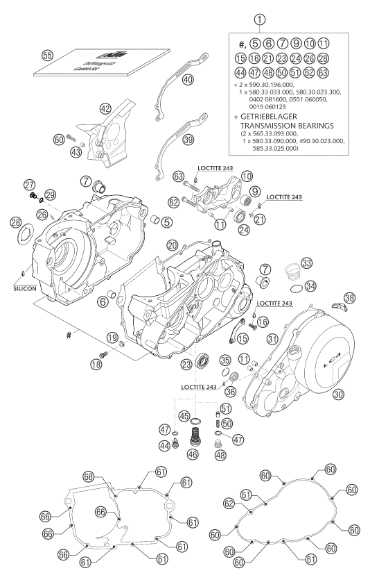 Despiece original completo de Carter del motor del modelo de KTM 625 SXC del año 2004