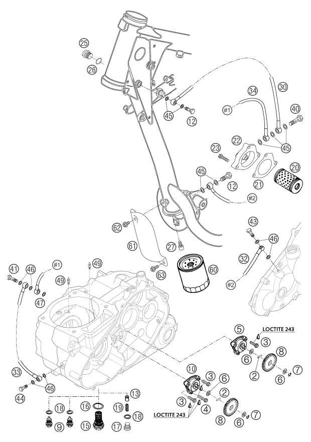 Despiece original completo de Sistema de lubricación del modelo de KTM 660 SMC del año 2004