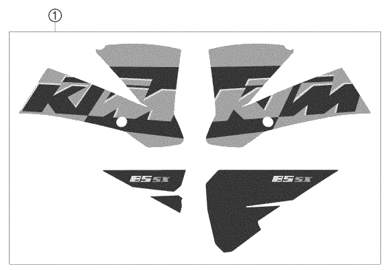 Despiece original completo de Kit gráficos del modelo de KTM 85 SX 17 14 del año 2005