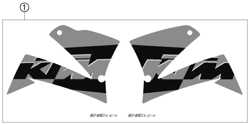 Despiece original completo de Kit gráficos del modelo de KTM 640 LC4 Supermoto White del año 2005