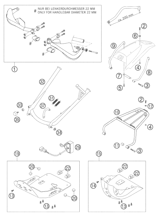 Despiece original completo de Zubehör del modelo de KTM 640 LC4 Enduro Orange del año 2006