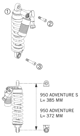 Despiece original completo de Amortiguador del modelo de KTM 950 Adventure Orange del año 2005