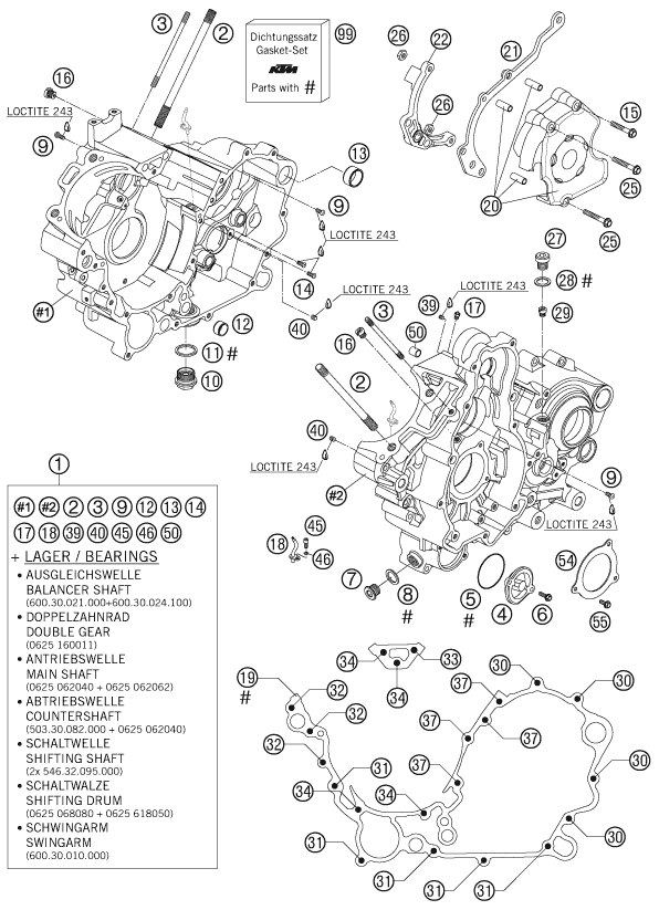 Despiece original completo de Carter del motor del modelo de KTM 990 Superduke Titanium del año 2006