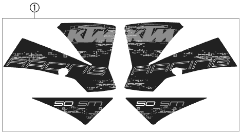 Despiece original completo de Kit gráficos del modelo de KTM 50 Supermoto del año 2006