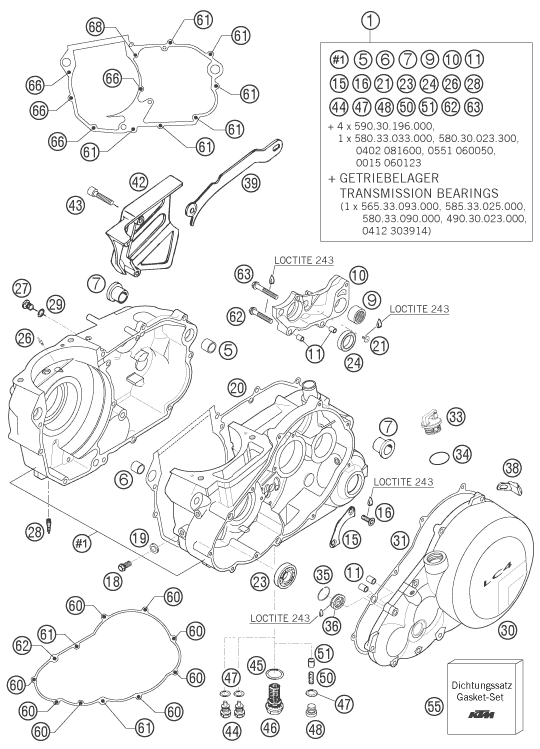 Despiece original completo de Carter del motor del modelo de KTM 660 SMC del año 2006