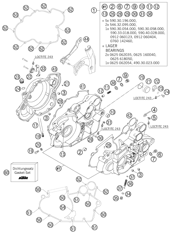 Despiece original completo de Carter del motor del modelo de KTM 525 SX del año 2006