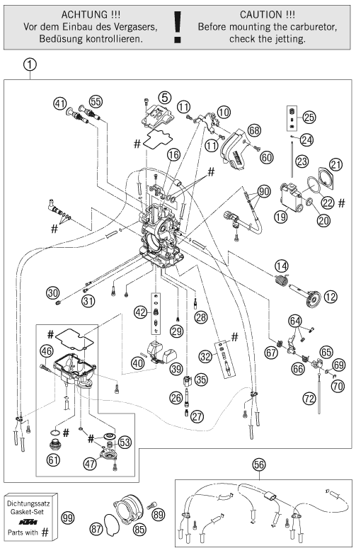 Despiece original completo de Carburador del modelo de KTM 560 SMR del año 2006