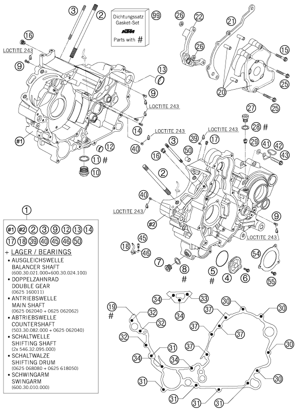 Despiece original completo de Carter del motor del modelo de KTM 990 Adventure Black ABS del año 2006