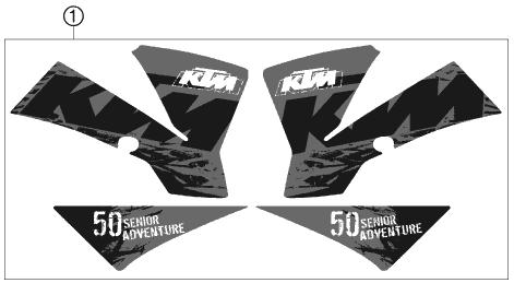 Despiece original completo de Kit gráficos del modelo de KTM 50 Senior Adventure del año 2007