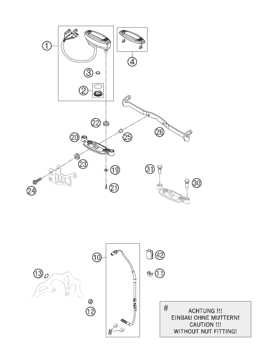 Despiece original completo de Instrumentos / sistema de cierre del modelo de KTM 450 EXC Factory Racing del año 2007