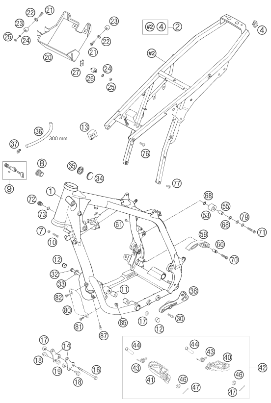 Despiece original completo de Chasis del modelo de KTM 625 SXC del año 2007