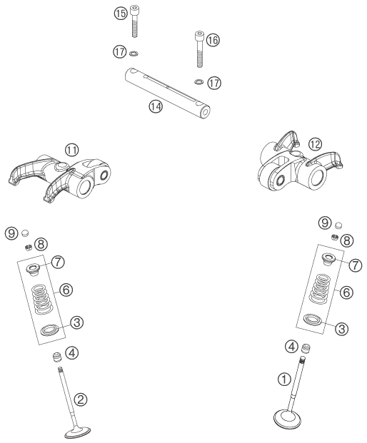 Despiece original completo de Accionamiento de válvula del modelo de KTM 690 RALLY FACTORY REPLICA del año 2010