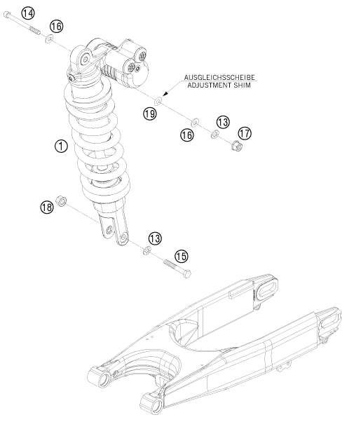 Despiece original completo de Amortiguador del modelo de KTM 690 RALLY FACTORY REPLICA del año 2010
