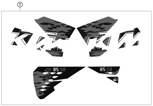 Despiece original completo de Kit gráficos del modelo de KTM 85 SX 19 16 del año 2008