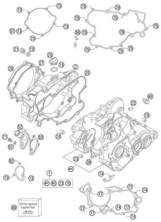 Despiece original completo de Carter del motor del modelo de KTM 85 SX 19 16 del año 2009
