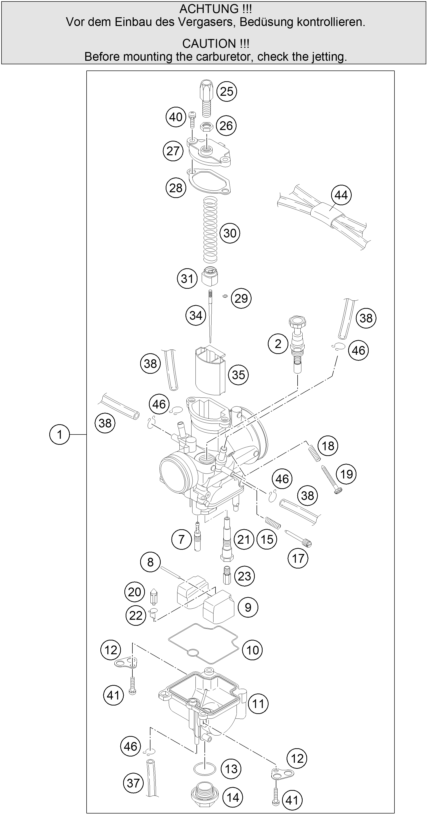 Despiece original completo de Carburador del modelo de KTM 85 SX 17 14 del año 2010