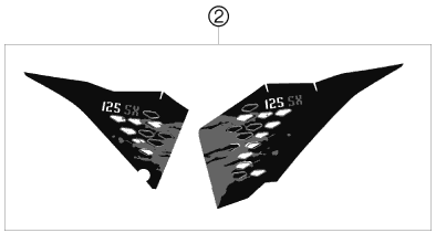 Despiece original completo de Kit gráficos del modelo de KTM 125 SX del año 2008