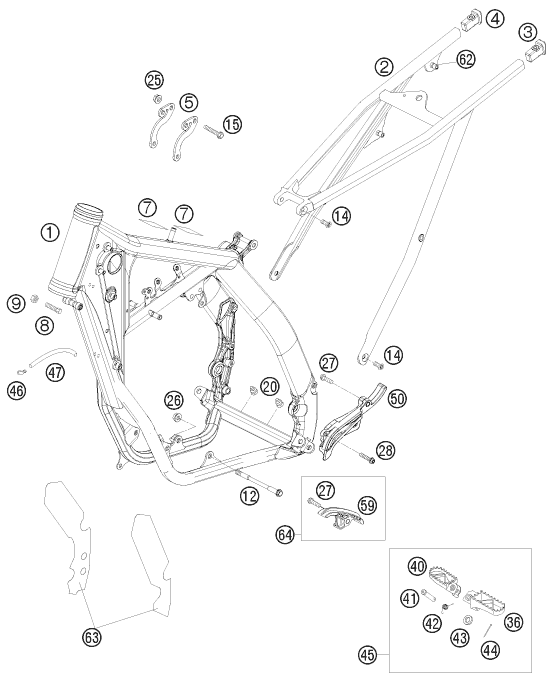 Despiece original completo de Chasis del modelo de KTM 250 SX del año 2008