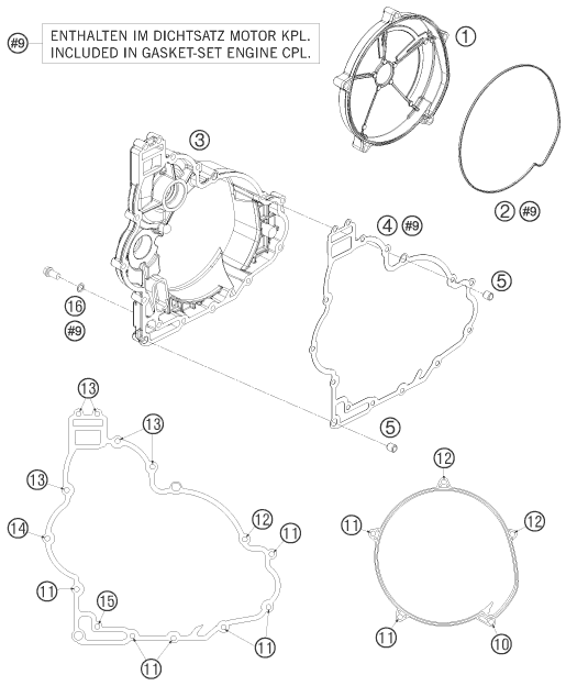 Despiece original completo de Tapa de embrague del modelo de KTM 1190 RC 8 Orange del año 2008