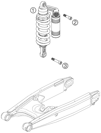 Despiece original completo de Amortiguador del modelo de KTM 950 Supermoto R del año 2008