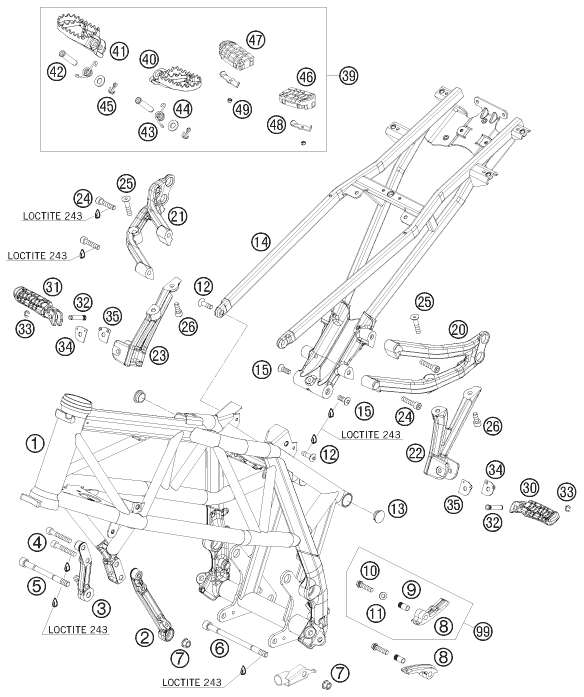Despiece original completo de Chasis del modelo de KTM 690 Supermoto Lim.Ed del año 2009
