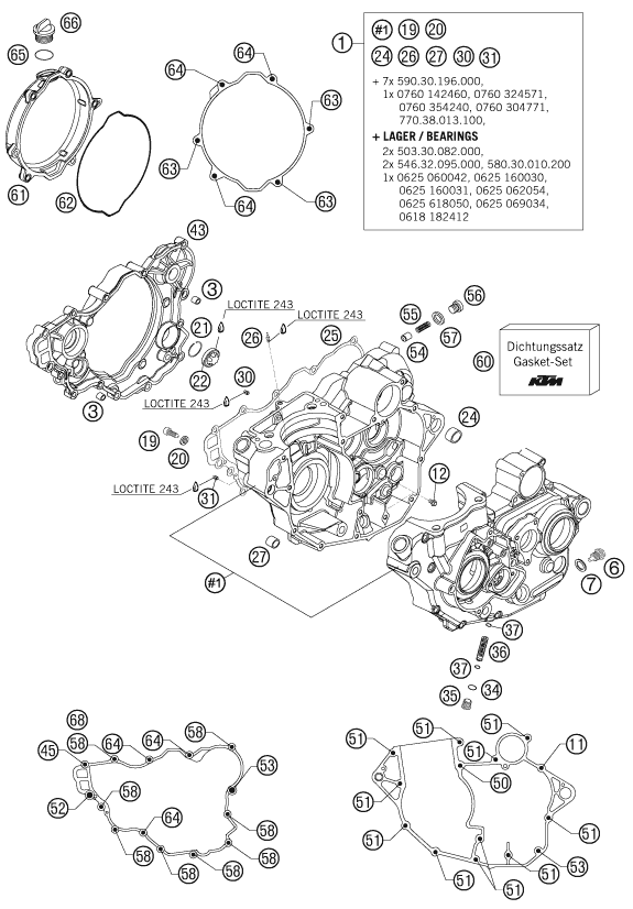 Despiece original completo de Carter del motor del modelo de KTM 250 SXS-F del año 2008