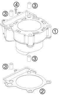 Despiece original completo de Cilindro del modelo de KTM 250 SXS-F del año 2008