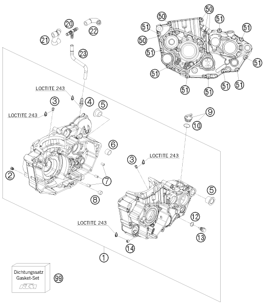 Despiece original completo de Carter del motor del modelo de KTM 530 EXC SIX.DAYS del año 2010