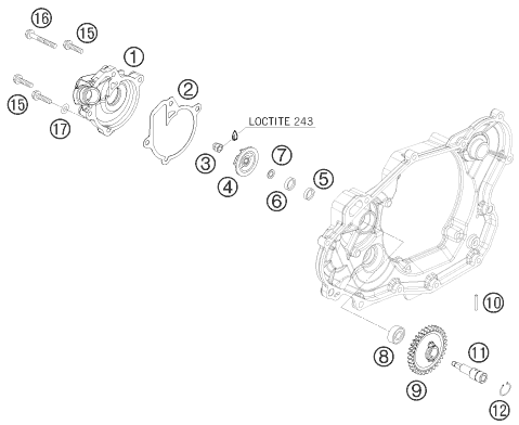 Despiece original completo de Bomba de agua del modelo de KTM 400 EXC FACTORY EDIT. del año 2011