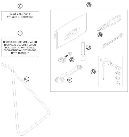 Despiece original completo de Paquete del modelo de KTM 450 SXS-F del año 2008