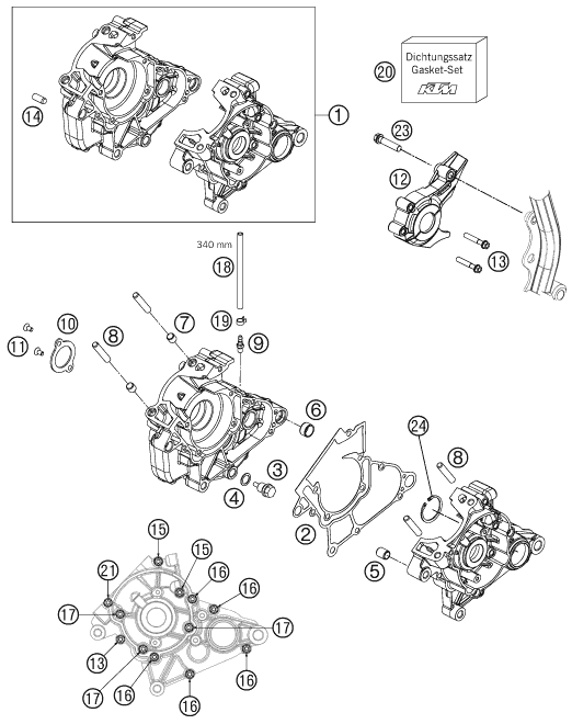 Despiece original completo de Carter del motor del modelo de KTM 50 SX del año 2009