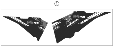 Despiece original completo de Kit gráficos del modelo de KTM 65 SX del año 2009