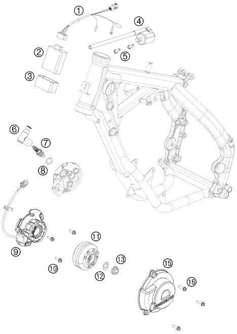 Despiece original completo de Sistema de encendido del modelo de KTM 65 SX del año 2010