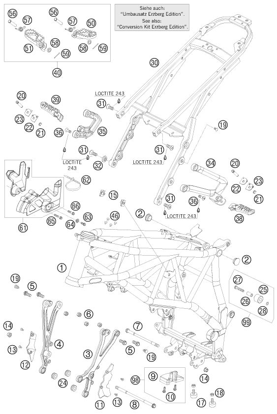 Despiece original completo de Chasis del modelo de KTM 950 Super Enduro Erzberg del año 2008