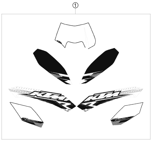 Despiece original completo de Kit gráficos del modelo de KTM 690 Enduro R del año 2009