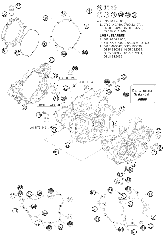 Despiece original completo de Carter del motor del modelo de KTM 250 SX-F FACT.REPL.MUSQ. ED del año 2010
